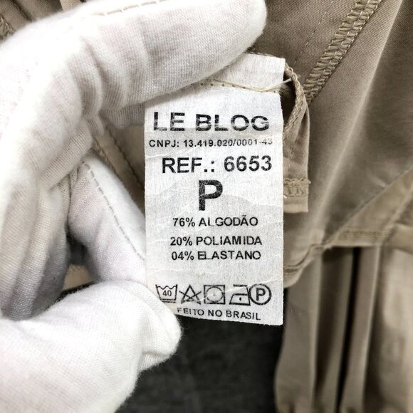 Le Blog Womens Collared Corset Shirt Blouse Long Sleeve Nude Beige Sz S Cropped - Picture 9 of 12